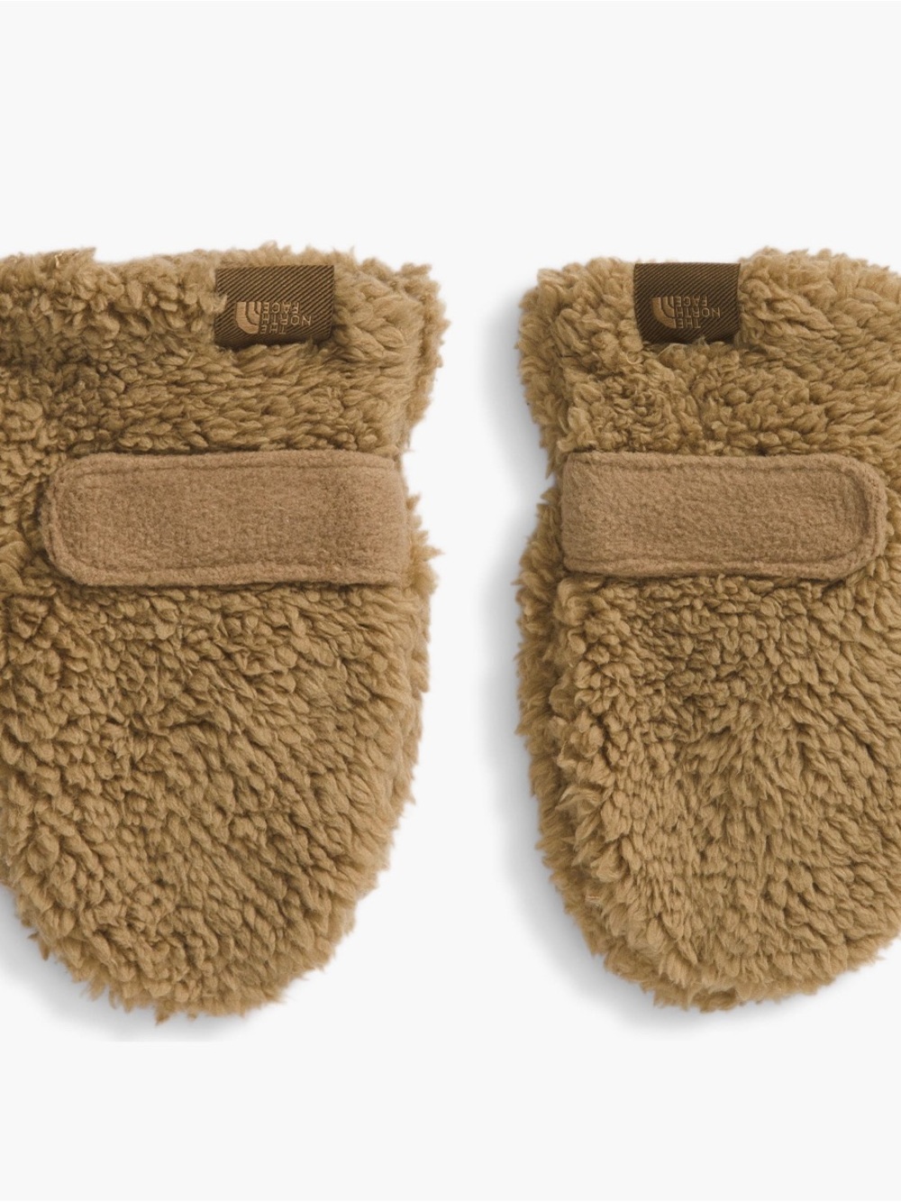 The North Face Baby Bear High Pile Plush Teddy Mittens in Camel Brown 12-24